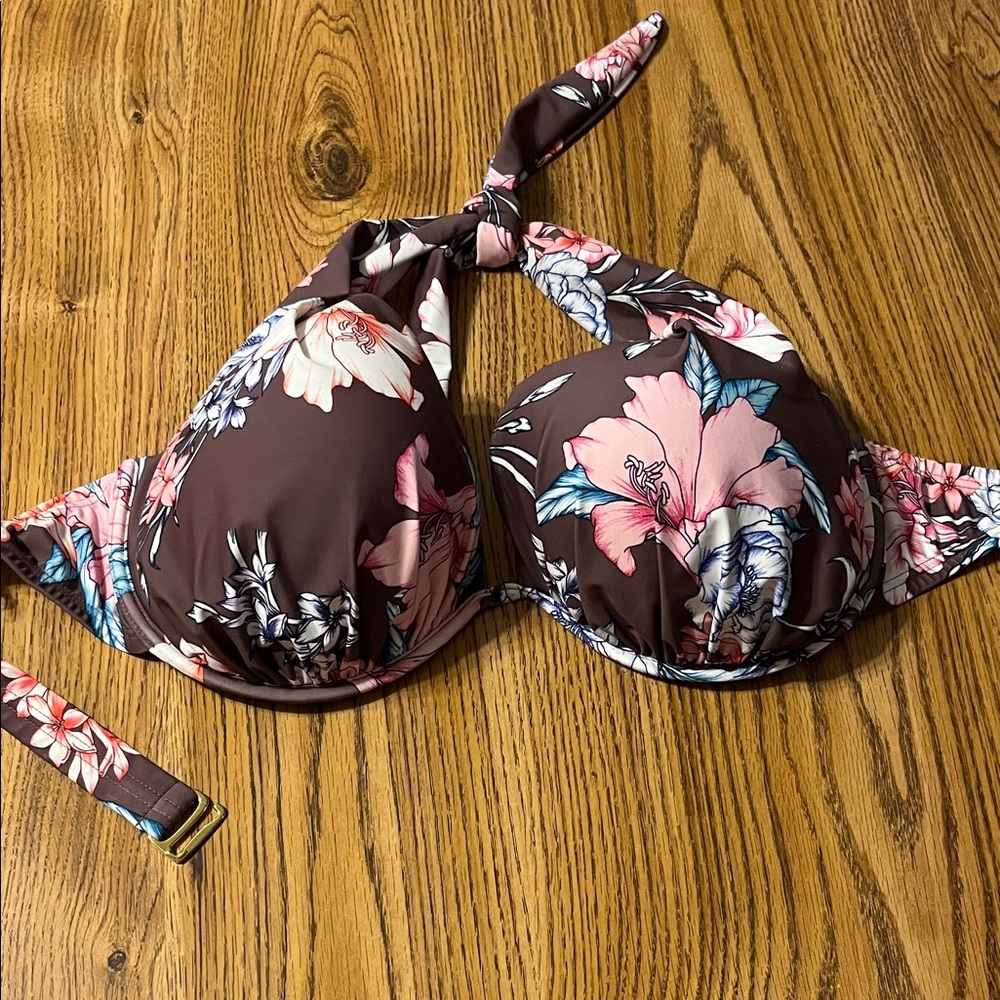 VENUS Floral Brown Bikini Top
